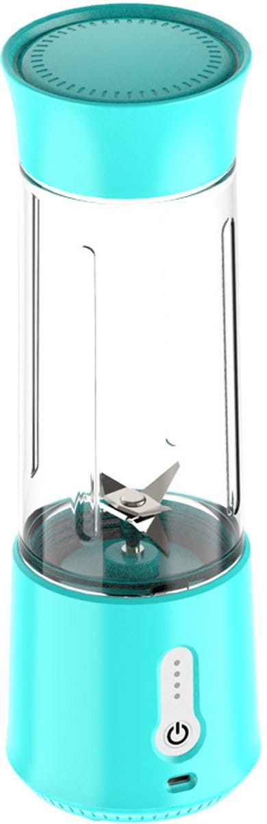 Oneay Draagbare Blender met USB-oplaadfunctie – Compacte Smoothiemaker met 500 ml Glazen Beker – 304 RVS Messen – Ideaal voor Shakes en Smoothies (Blauw)