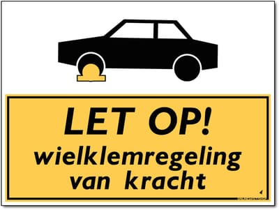 Wielklemregeling bord - Let op! - Forex - 30 x 40 cm - Weerbestendig