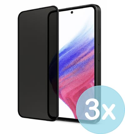 Privacy Screenprotector Geschikt voor Samsung Galaxy A53 5G – Anti-Gluren – Krasbestendig Gehard Glas 9H – Volledige Dekking – 3-Pack – FuturiQ