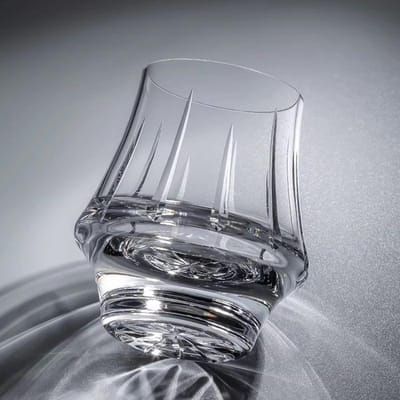 Fujisan Vulkanisch Ontwerp Handgesneden Kristal Whiskey Proefglas Grote Buik Wijnproefglas 24K Gouden Folie Berg Whisky Tumbler 180ml gray