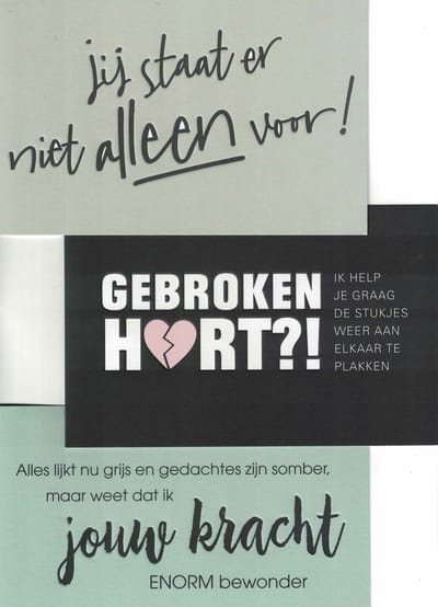 Wenskaarten - sterkte - liefdesverdriet - hart onder de riem - medeleven - opkikker - gebroken hart - Hallmark -set van 3