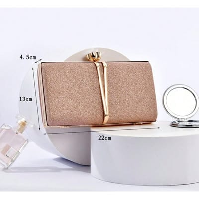 Pochette pour femme, Sac de soirée élégant à paillettes, Sac bandoulière diagonal Champagne beige