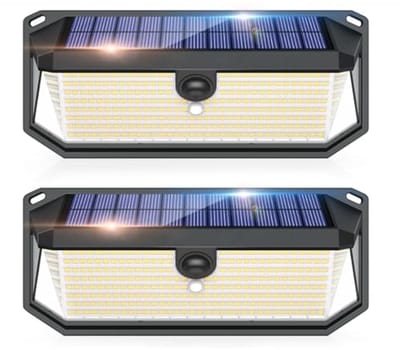 Zonnebeveiligingslichten met Bewegingssensor en 4000LM Helderheid - Waterdichte LED Lampen voor Buiten - Ideaal voor Tuin en Garage (2 stuks)