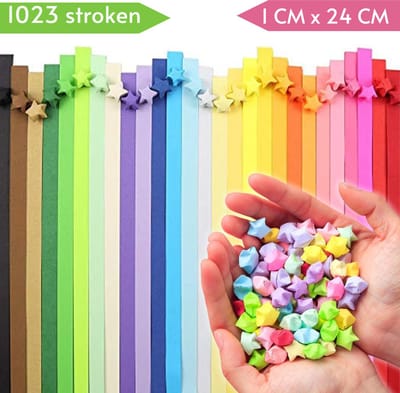 Papierstroken in 27 kleuren - 1023 stuks - 1CM x 24CM - Vlechtstroken - Origami Papier voor sterren - Lucky Stars vouwen