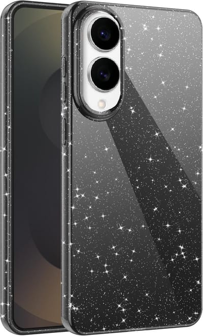 Casemania Hoesje Geschikt voor Samsung Galaxy S25 Edge - Zwart - Casemania Glitter Back Cover
