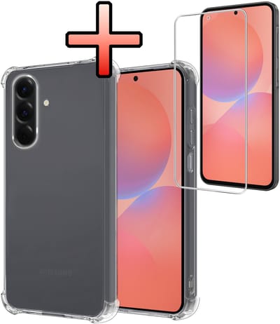 Hoesje - Met Screenprotector - Geschikt voor Samsung Galaxy A36 - Sterk & Shockproof - Siliconen Case - Back Cover - Telefoon Hoes - Shock Proof - Transparant
