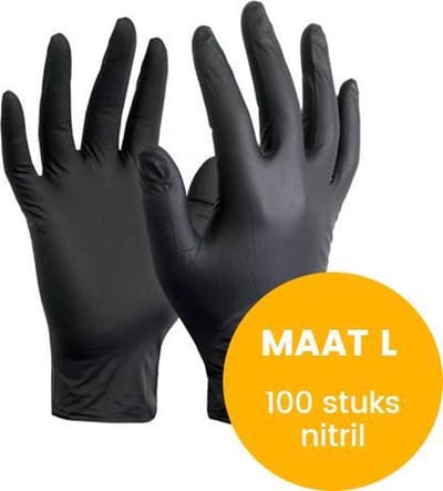 ComFort, wegwerp handschoenen, nitrile, ongepoederd, zwart, maat L, 100 stuks