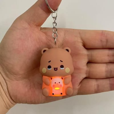 Bubu Dudu Zeg Ik Hou Van Jou Stem Speelgoed Sleutelhanger Yier Panda Beer Gloeiende Anime Figuren Telefoon Ornament Tas Decoratie Koppels Cadeaus brown