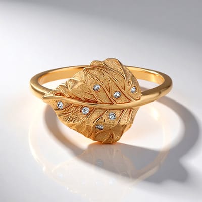 Cavill - Zilveren ring rosé verguld - 925 Sterling zilver - 7 Cambodjaanse zirkonen 0,083 ct - Filigrain Bladvorm Elegant Design Dames Sieraad