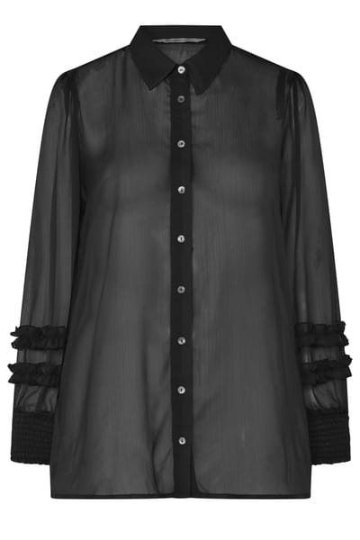 Yours London Zwart Overhemd Met Gesmokte Manchetten Size 38