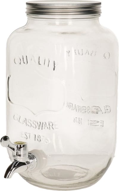Drankdispenser - 3 liter - limonadetap - glas - 14,1 x 26,3 cm - met tapkraantje