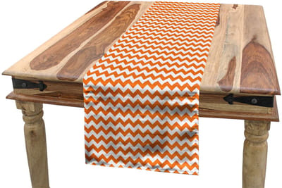 ABAKUHAUS herfst-tafel-loper – 40 x 180 cm – oranje-wit, wasbaar op 40°C