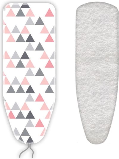 Strijkplankovertrek.nl | Strijkplankhoes met Molton - Triangels - rood - 130 x 45 cm - maat M - complete set