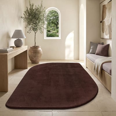 the carpet Lina Shape Scallop Teppich, Hoogpolig Langharig Vloerkleed, Superzacht, Imitatiebont, Pluizig, Bontlook, Wasbaar tot 30 Graden, Bruin, 120x160 cm