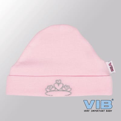 VIB® - Muts rond - Kroontje (Roze) - Babykleertjes - baby muts - baby muts newborn - baby mutsje - baby cadeau - kraam cadeau - baby aankodiging