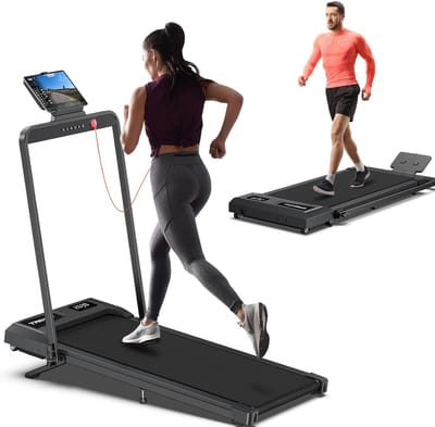 Opvouwbare Loopband - Wandelpad Fitness - Thuis Trainen - 2-in-1 Ontwerp - 300 lbs Capaciteit - Zwart Blauw