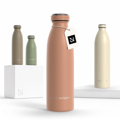 LARS NYSØM Ren Roestvrijstalen drinkfles 500ml - BPA-vrij geïsoleerde waterfles 0,5 Liter (Blush Rose)