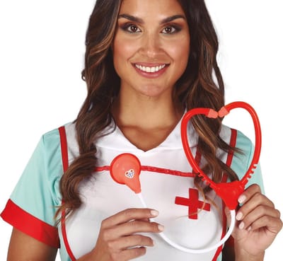 Fiestas Guirca Carnaval verkleed stethoscoop dokter / zuster / verpleegster - rood - thema feest accessoires