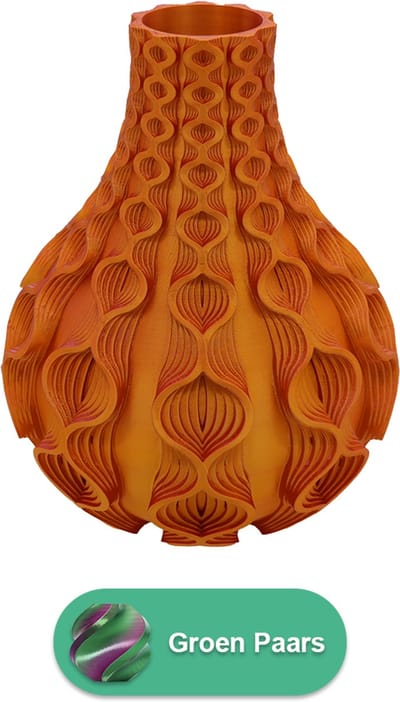 Coral organische vaas – Decoratieve vaas - Groen / Paars - 3d geprinte vaas – geschikt voor droogbloemen - 20CM