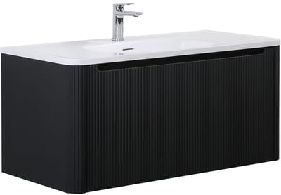 Badplaats Badkamermeubel Set Tundra 100 x 48 cm – Zwart Mat – Badmeubel met Wastafel