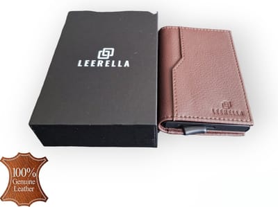 Leerella Pasjeshouder Uitschuifbaar Bruin- Kaarthouder - Creditcardhouder - Echt Leer – 10 tot 11 Pasjes - RFID Creditcardhouder - Inclusief met luxe Cadeaubox - Valentijnsdag - Verjaardag - Cadeautjes