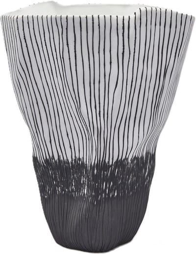 EGD Bloemenvaas Porselein Wit-Zwart D 25.5 cm L 37 cm H 47 cm