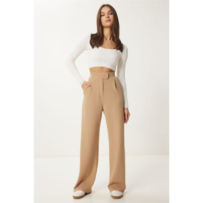 Hoge Taille Geweven Palazzo Broek