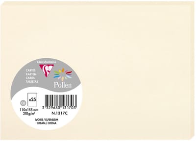 Clairefontaine Pollen - Kaart - 110x155mm - C6 - Ivoor - 25 stuks