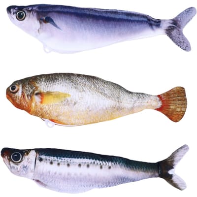 3 pièces poisson réaliste à nageoires pour chat Jouet interactif activé par le toucher Peluche à l'herbe à chat Jouet à mâcher Rechargeable pour chatons Chats