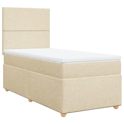 vidaXL - Boxspring - met - matras - stof - crèmekleurig - 100x200 - cm