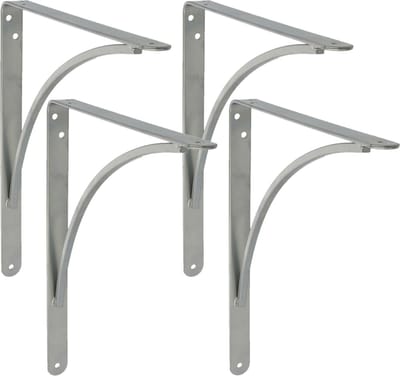AMIG Plankdrager/planksteun van metaal - 4x - gelakt zilvergrijs - H150 x B125 mm - boekenplank steunen - tot 105 kg