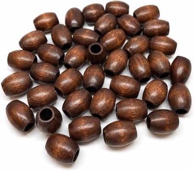 Kralen, 16 x 12 mm, ovaal, 3,5 mm groot gat, naturel, bruin en gemengde kleur, houten kralen om te rijgen, set om te knutselen, tussenkralen (bruin)