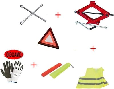 Schaarkrik Set - Autokrik met sleutel - Auto Onderhoud - Inclusief Veiligheidsset - Max 380 mm - Zwart