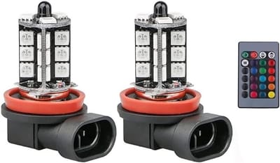 Mistlamp Assemblies, Riloer 1 Paar 12 V H8 LED RGB Mistlampen Lamp Met Afstandsbediening, met 9 RGB Lichtkleur en 4 Modi