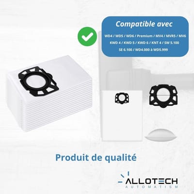 5 Stuks Vliesfilterzakken Geschikt voor Stofzuigers Model WD4 tot WD6