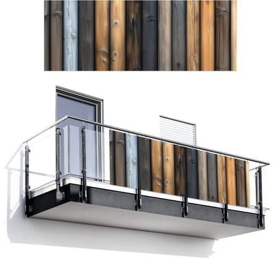 Balkonscherm 300x110 cm - Balkonposter Hout - Planken - Gemengd - Balkon scherm decoratie - Balkonschermen - Balkondoek zonnescherm