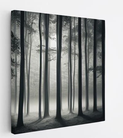 Saammp Canvas Schilderij - Zwart-Wit - Bomen - Landschap - Natuur - 20x20 - Foto op canvas - Wanddecoratie - Muurdecoratie Woonkamer - Slaapkamer decoratie - Canvas Print