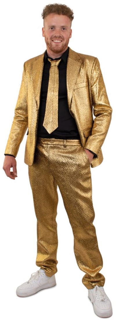 Glitter & Glamour Kostuum | Gouden Disco Glamour 3delig Kostuum Man | Maat 50 | Carnaval kostuum | Verkleedkleding - Carnaval kostuum heren