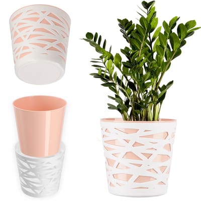 Ronde kunststof bloempot voor binnen en buiten - 17 cm, perzikkleurig