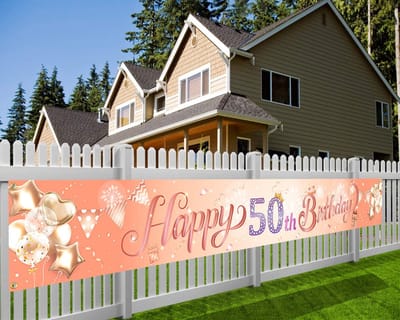 Dailygoods- Verjaardagsbanner Super Groot - Roségouden Fotocabine Achtergrond - Feestdecoratie - Tuintafel Wanddecoratie - 9 x 1,2 Voet - Stijlvolle Decoraties voor Vrouwen