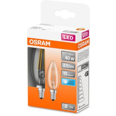 OSRAM Classic B LED lamp E14 4W 4000K helder 2/set
