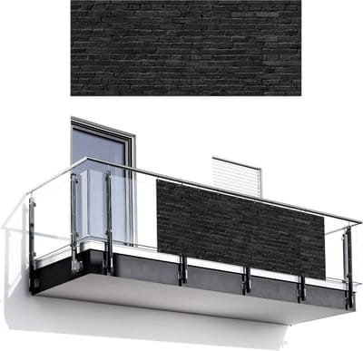 Balkonscherm 300x120 cm - Balkonposter Steenlook - Bakstenen - Grijs - Balkon scherm decoratie - Balkonschermen - Balkondoek zonnescherm