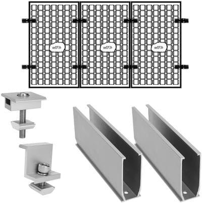 Zonnepaneel Bevestiging - Montageset PV - Energie Opwekken - Weerbestendig Aluminium - 30 mm Klem - Zilver