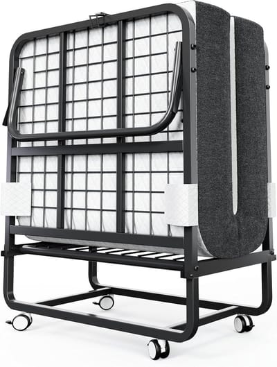 Opklapbed met matras - Logeerbed Gastenbed - Tijdelijk Slapen - 13cm Traagschuim Matras - 100x190 cm - Zwart