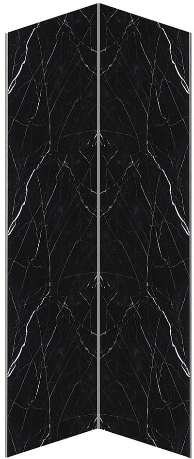 Vente-unique Set van 2 douchewandpanelen met marmereffect in aluminium met profielen - 2 x L90 x H210 cm ENEKO
