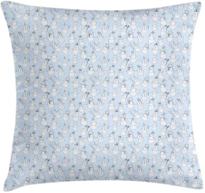 ABAKUHAUS Sneeuwman-Kussenhoes – Doodle-Stijl – 40x40 cm – Babyblauw/Blauwgrijs, tweezijdig bedrukt