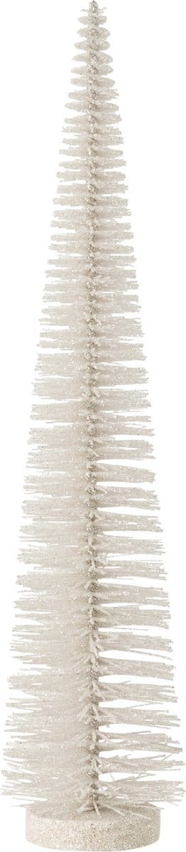 J-Line decoratie Kerstboom Glitter - kunststof - wit medium
