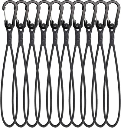 10 elastische spanbanden met karabijnhaak voor camping, dekzeilen en tenten, 15 cm lang, rubberen spanners met haken, ideaal voor bevestigen en vastzetten