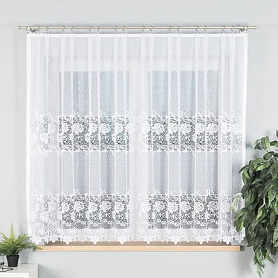 Markizeta Demetria - Jacquard Gordijn - 300x160 cm - Rozenmotief - Wit