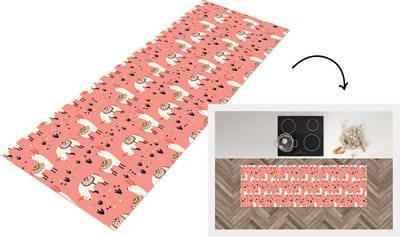 Keukenloper - Loper keuken - Lama - Kinderen - Roze - Patroon - 150x50 cm - Keukenloper vinyl